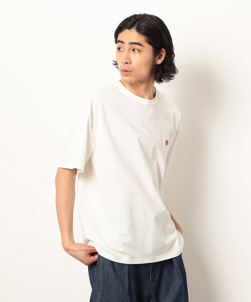 Purple&Yellow（パープルアンドイエロー）の「ワンポイントハート刺繍 半袖Ｔシャツ（Tシャツ/カットソー・メンズ・ブラック/ネイビー/ホワイト/サックスブルー・MEDIUM/SMALL/LARGE）」の9枚目の写真