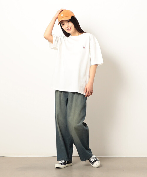 Purple&Yellow（パープルアンドイエロー）の「ワンポイントハート刺繍 半袖Ｔシャツ（Tシャツ/カットソー・メンズ・ブラック/ネイビー/ホワイト/サックスブルー・MEDIUM/SMALL/LARGE）」の11枚目の写真