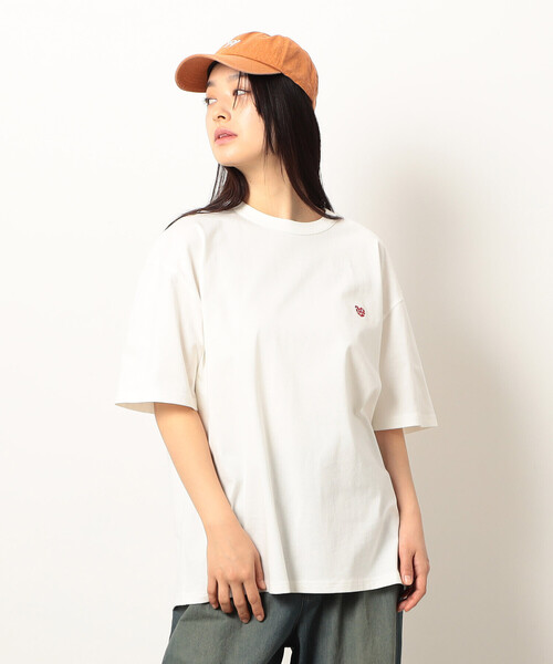 Purple&Yellow（パープルアンドイエロー）の「ワンポイントハート刺繍 半袖Ｔシャツ（Tシャツ/カットソー・メンズ・ブラック/ネイビー/ホワイト/サックスブルー・MEDIUM/SMALL/LARGE）」の12枚目の写真