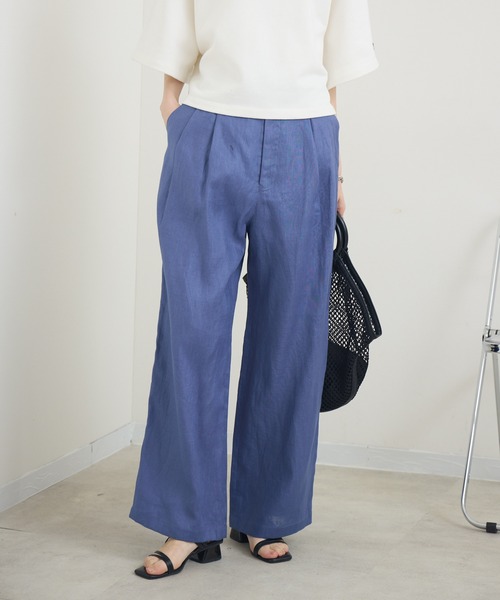 Paradise Picnic（パラダイスピクニック）の「cloche　清涼リネンカラーパンツ（その他パンツ・レディース・レッド/ブルー/ブラック・FREE）」の2枚目の写真