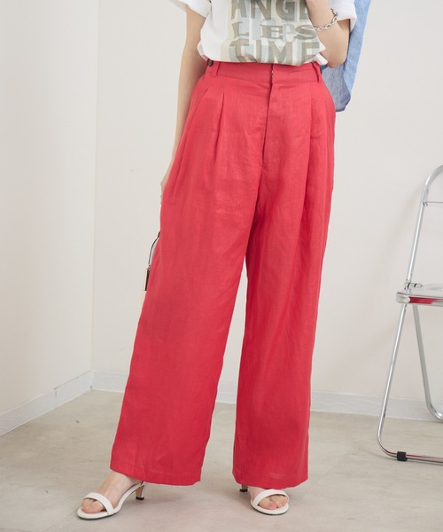 Paradise Picnic（パラダイスピクニック）の「cloche　清涼リネンカラーパンツ（その他パンツ・レディース・レッド/ブルー/ブラック・FREE）」の7枚目の写真