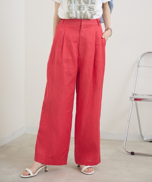 Paradise Picnic（パラダイスピクニック）の「cloche　清涼リネンカラーパンツ（その他パンツ・レディース・レッド/ブルー/ブラック・FREE）」の8枚目の写真