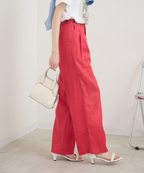 Paradise Picnic（パラダイスピクニック）の「cloche　清涼リネンカラーパンツ（その他パンツ・レディース・レッド/ブルー/ブラック・FREE）」の10枚目の写真