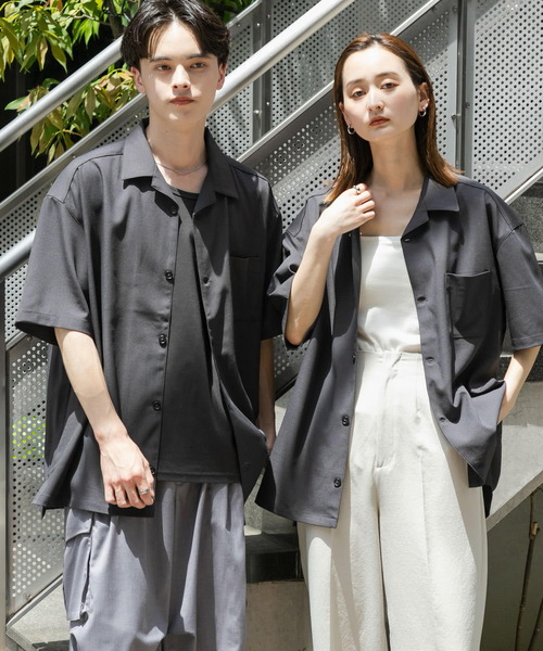 SENSE OF PLACE by URBAN RESEARCH（センスオブプレイスバイアーバンリサーチ）の「『ユニセックス』オープンカラールーズショートスリーブシャツ（シャツ/ブラウス・メンズ・チャコールグレー/ライトベージュ/ブラック/ブラウン・SMALL/MEDIUM/LARGE）」の19枚目の写真