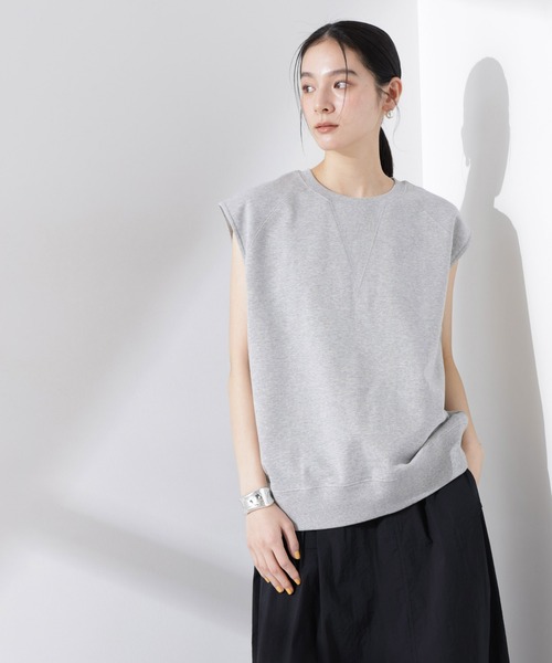 NANO universe（ナノユニバース）の「ノースリーブスウェットトップス（Tシャツ/カットソー・レディース・アイボリー/ブラック/グレー・FREE）」の5枚目の写真