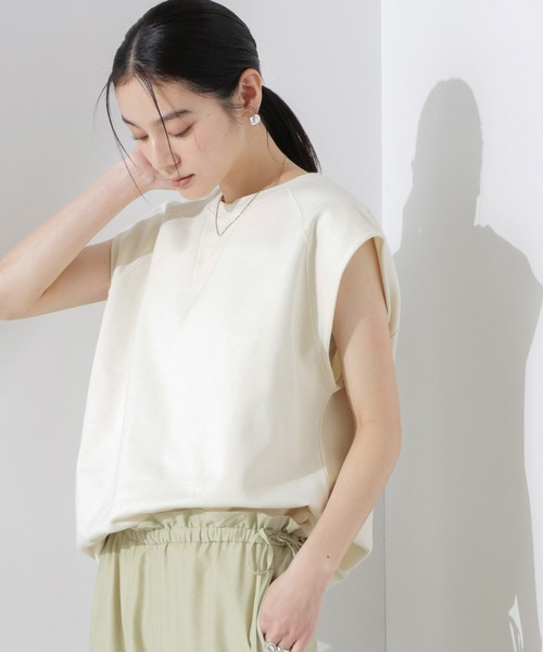 NANO universe（ナノユニバース）の「ノースリーブスウェットトップス（Tシャツ/カットソー・レディース・アイボリー/ブラック/グレー・FREE）」の12枚目の写真