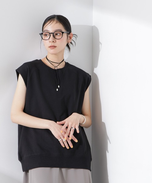 NANO universe（ナノユニバース）の「ノースリーブスウェットトップス（Tシャツ/カットソー・レディース・アイボリー/ブラック/グレー・FREE）」の18枚目の写真