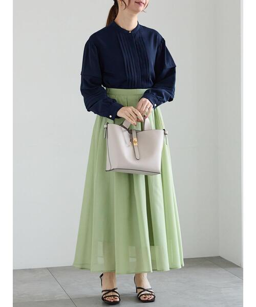視線を集めて◇CREPE DE CHINE ノット スカート◇CELINE 洗える／日本製／セットアップ可】アート的プリント柄のフレア
