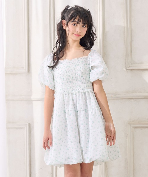新品マザーオブパールMOTHER OF PEARL 花柄ワンピース セール】 シャーリングデザイン花柄ワンピース/洗える （ロング