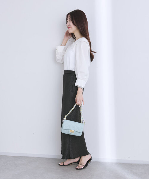 La boutique BonBon(ラブティックボンボン)の「【大人っぽビックカラー】アシメビッグカラーブラウス(シャツ/ブラウス・レディース・ホワイト/ブルー系その他/ブラック・FREE)」の10枚目の写真