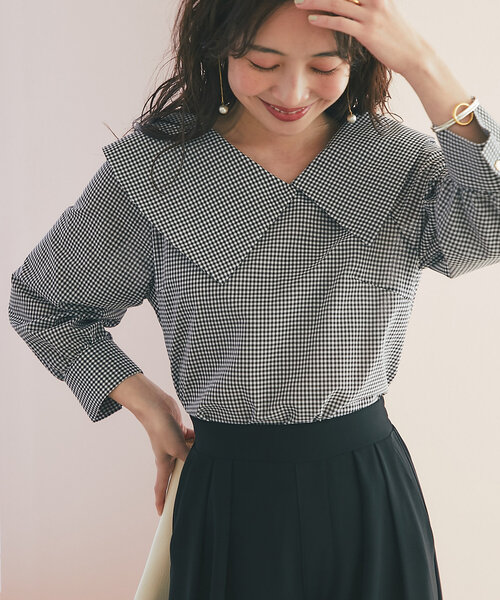 La boutique BonBon(ラブティックボンボン)の「【大人っぽビックカラー】アシメビッグカラーブラウス(シャツ/ブラウス・レディース・ホワイト/ブルー系その他/ブラック・FREE)」の14枚目の写真