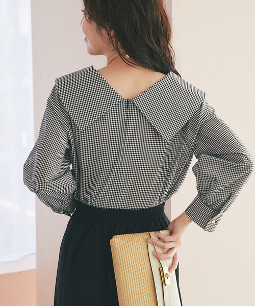 La boutique BonBon(ラブティックボンボン)の「【大人っぽビックカラー】アシメビッグカラーブラウス(シャツ/ブラウス・レディース・ホワイト/ブルー系その他/ブラック・FREE)」の16枚目の写真