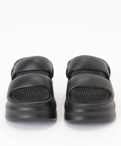 ガニー ブラック 軽量EVAアシンメトリーサンダル レディース 50%OFF】ALL BLACK オールブラック アシンメトリー フラット