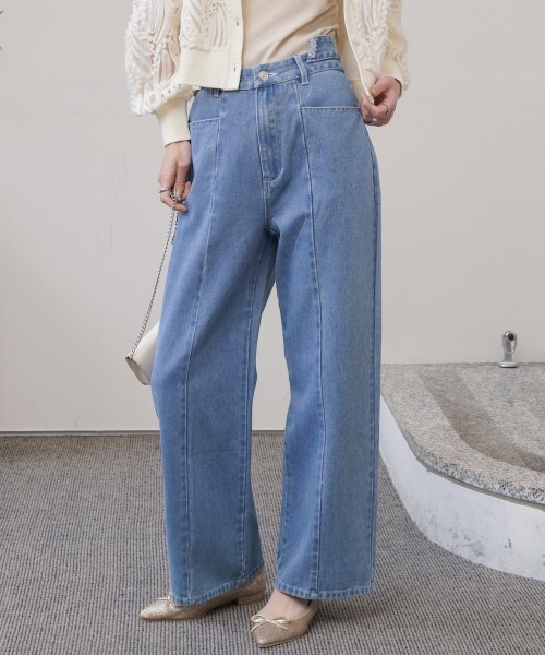 Bab(バブ)の「【S・M・Lサイズ展開】ウエスト切替デニムパンツ(デニムパンツ・レディース・ライトブルー/ブラック/インディゴブルー・S/M/L)」の2枚目の写真