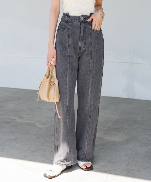 Bab(バブ)の「【S・M・Lサイズ展開】ウエスト切替デニムパンツ(デニムパンツ・レディース・ライトブルー/ブラック/インディゴブルー・S/M/L)」の1枚目の写真