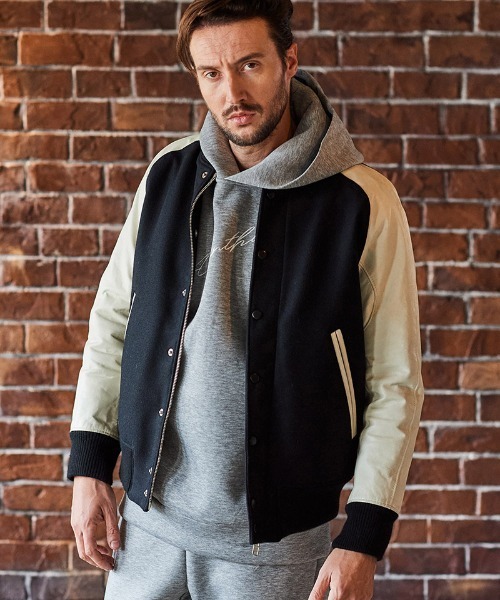 ACANTHUS（アカンサス）の「mj10689-Studium Jacket スタジアムジャケット（スタジャン・メンズ・ネイビー×ホワイト/ブラック×ホワイト/ブラック・S/M/L/XL）」の2枚目の写真