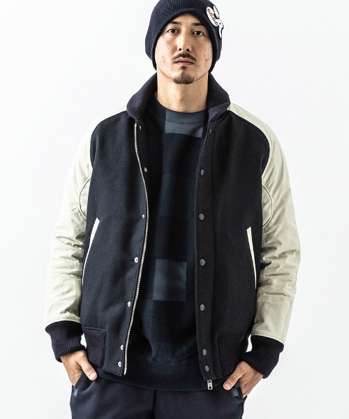 ACANTHUS（アカンサス）の「mj10689-Studium Jacket スタジアムジャケット（スタジャン・メンズ・ネイビー×ホワイト/ブラック×ホワイト/ブラック・S/M/L/XL）」の3枚目の写真