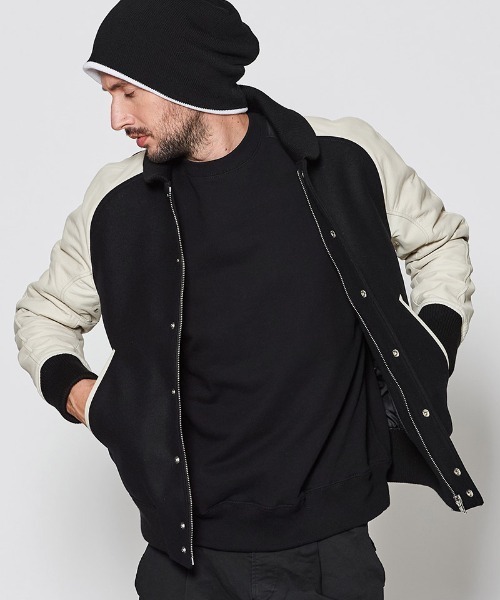 ACANTHUS（アカンサス）の「mj10689-Studium Jacket スタジアムジャケット（スタジャン・メンズ・ネイビー×ホワイト/ブラック×ホワイト/ブラック・S/M/L/XL）」の5枚目の写真