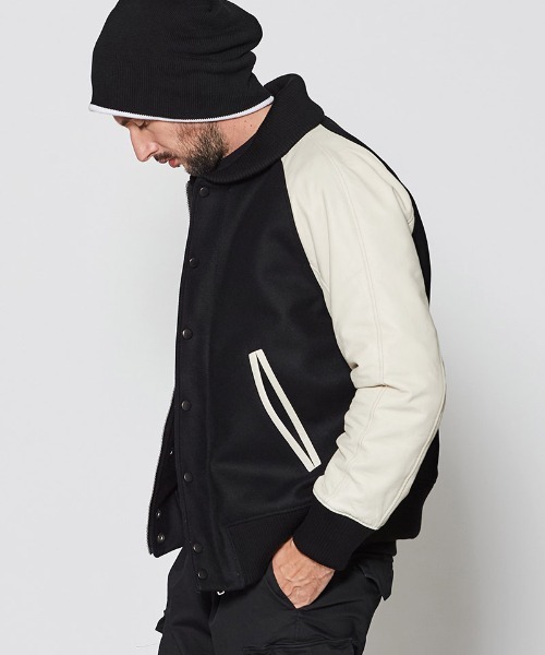 ACANTHUS（アカンサス）の「mj10689-Studium Jacket スタジアムジャケット（スタジャン・メンズ・ネイビー×ホワイト/ブラック×ホワイト/ブラック・S/M/L/XL）」の8枚目の写真