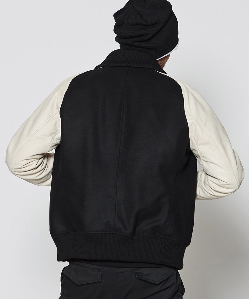 ACANTHUS（アカンサス）の「mj10689-Studium Jacket スタジアムジャケット（スタジャン・メンズ・ネイビー×ホワイト/ブラック×ホワイト/ブラック・S/M/L/XL）」の9枚目の写真