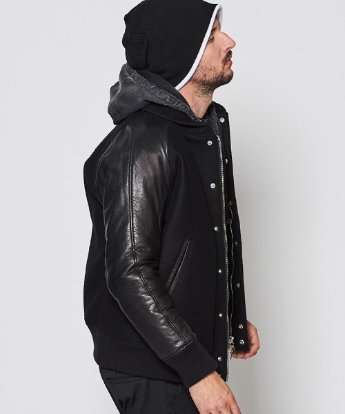 ACANTHUS（アカンサス）の「mj10689-Studium Jacket スタジアムジャケット（スタジャン・メンズ・ネイビー×ホワイト/ブラック×ホワイト/ブラック・S/M/L/XL）」の13枚目の写真