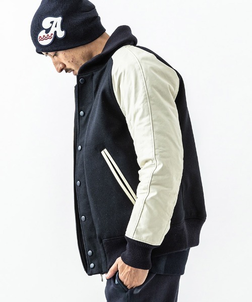 ACANTHUS（アカンサス）の「mj10689-Studium Jacket スタジアムジャケット（スタジャン・メンズ・ネイビー×ホワイト/ブラック×ホワイト/ブラック・S/M/L/XL）」の15枚目の写真