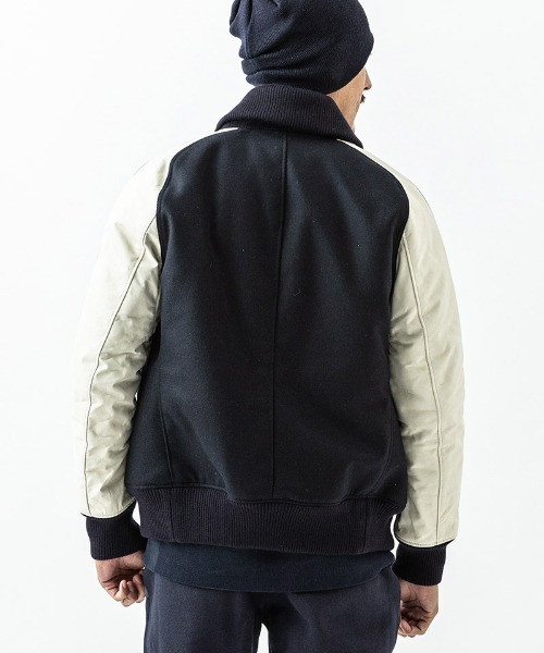 ACANTHUS（アカンサス）の「mj10689-Studium Jacket スタジアムジャケット（スタジャン・メンズ・ネイビー×ホワイト/ブラック×ホワイト/ブラック・S/M/L/XL）」の16枚目の写真