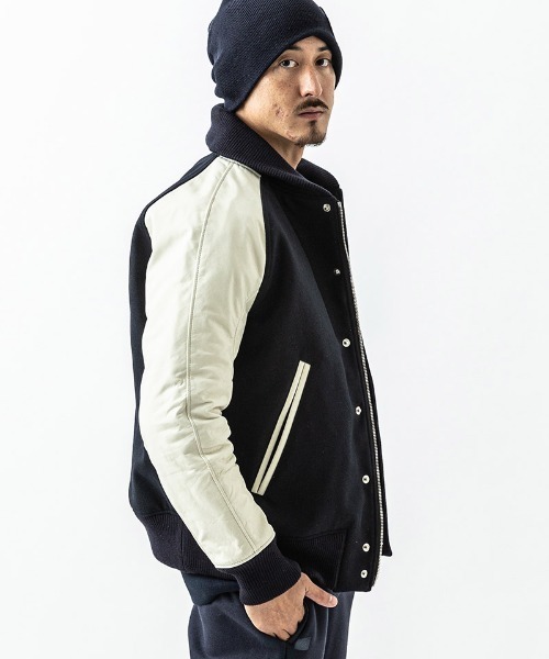 ACANTHUS（アカンサス）の「mj10689-Studium Jacket スタジアムジャケット（スタジャン・メンズ・ネイビー×ホワイト/ブラック×ホワイト/ブラック・S/M/L/XL）」の17枚目の写真