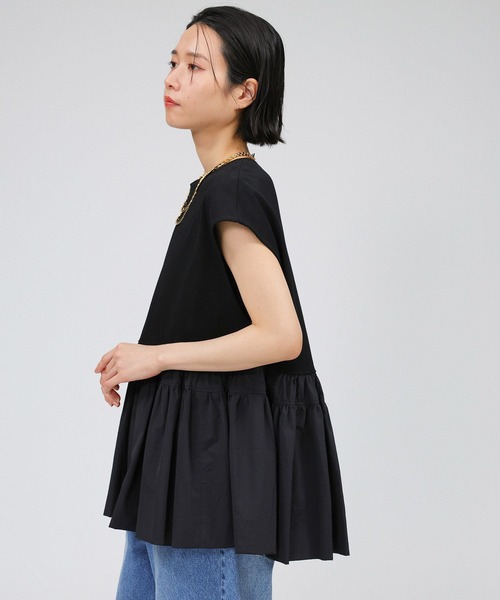 BABYLONE（バビロン）の「ドッキングペプラムプルオーバー（Tシャツ/カットソー・レディース・ブラック/ホワイト・フリー）」の17枚目の写真