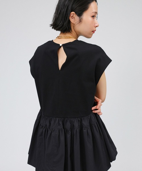 BABYLONE（バビロン）の「ドッキングペプラムプルオーバー（Tシャツ/カットソー・レディース・ブラック/ホワイト・フリー）」の19枚目の写真