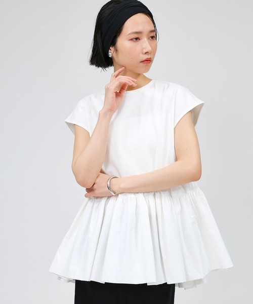 BABYLONE（バビロン）の「ドッキングペプラムプルオーバー（Tシャツ/カットソー・レディース・ブラック/ホワイト・フリー）」の4枚目の写真