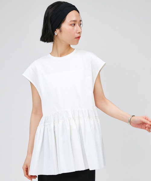 BABYLONE（バビロン）の「ドッキングペプラムプルオーバー（Tシャツ/カットソー・レディース・ブラック/ホワイト・フリー）」の5枚目の写真