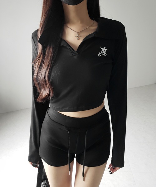 me+em select(ミームセレクト)の「【 2color 】M LOGO スキッパーショートTシャツ / M LOGO skipper neck short T-shirt(Tシャツ/カットソー・レディース・ブラック/ホワイト・FREE)」の18枚目の写真