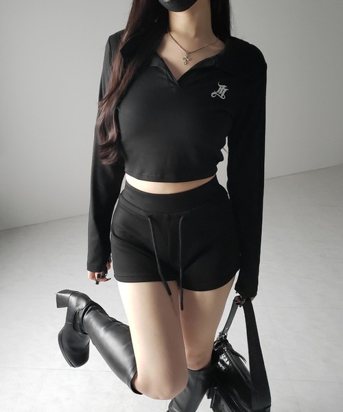 me+em select(ミームセレクト)の「【 2color 】M LOGO スキッパーショートTシャツ / M LOGO skipper neck short T-shirt(Tシャツ/カットソー・レディース・ブラック/ホワイト・FREE)」の20枚目の写真