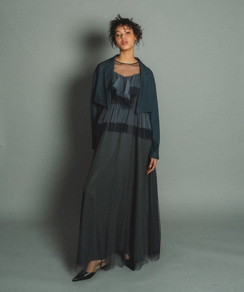 et.UNiVER(エトユニベール)の「Frourish blouse setup dress(ドレス・レディース・ブルー/ライトグレー/ブラック・MEDIUM/SMALL/LARGE)」の3枚目の写真