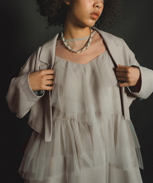 et.UNiVER(エトユニベール)の「Frourish blouse setup dress(ドレス・レディース・ブルー/ライトグレー/ブラック・MEDIUM/SMALL/LARGE)」の8枚目の写真