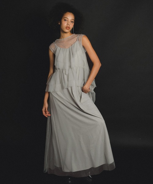 et.UNiVER(エトユニベール)の「Frourish blouse setup dress(ドレス・レディース・ブルー/ライトグレー/ブラック・MEDIUM/SMALL/LARGE)」の13枚目の写真