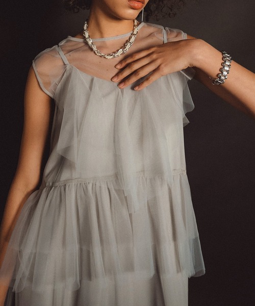 et.UNiVER(エトユニベール)の「Frourish blouse setup dress(ドレス・レディース・ブルー/ライトグレー/ブラック・MEDIUM/SMALL/LARGE)」の15枚目の写真
