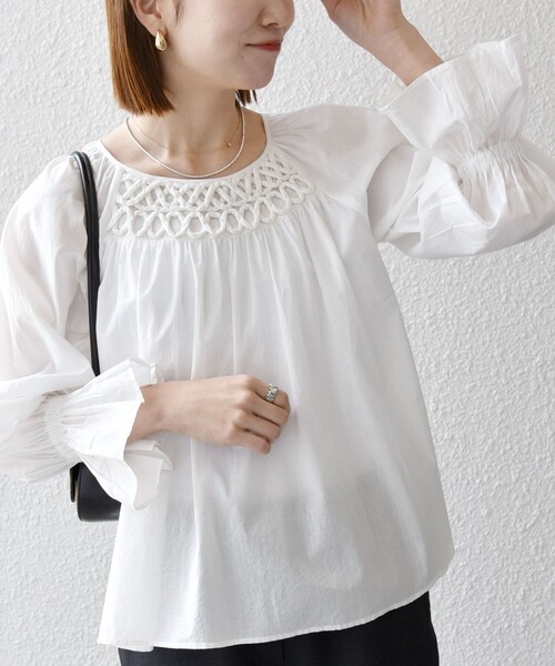 SHIPS for women / シップスウィメン SHIPS any:〈手洗い可能〉ロープ デザイン ギャザースリーブ フレア ブラウス セール】SHIPS any:〈手洗い可能〉ロープ デザイン ギャザー