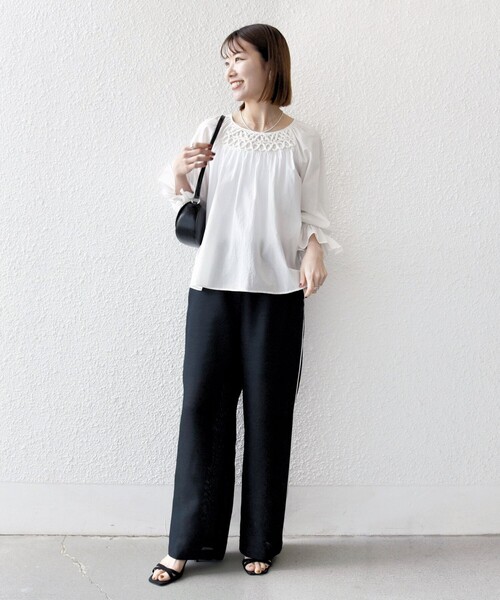 SHIPS for women / シップスウィメン SHIPS any:〈手洗い可能〉ロープ デザイン ギャザースリーブ フレア ブラウス セール】SHIPS any:〈手洗い可能〉ロープ デザイン ギャザー