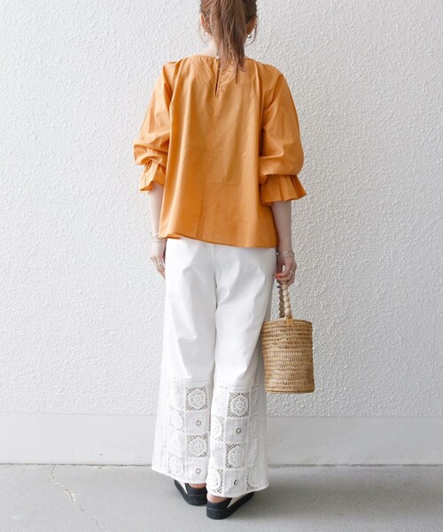 SHIPS for women / シップスウィメン SHIPS any:〈手洗い可能〉ロープ デザイン ギャザースリーブ フレア ブラウス セール】 SHIPS any:〈手洗い可能〉ロープ デザイン ギャザー