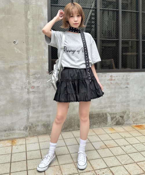 SOLLON.(ソルロン)の「チビレースコットンティアードミニスカパン(スカート・レディース・ブラック/ホワイト・FREE)」の14枚目の写真