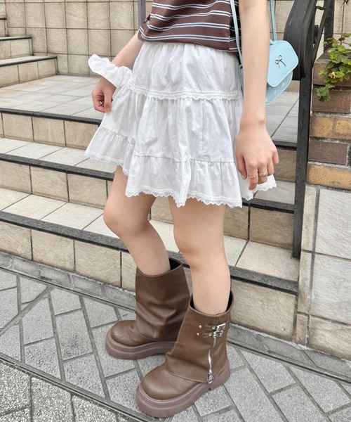 SOLLON.(ソルロン)の「チビレースコットンティアードミニスカパン(スカート・レディース・ブラック/ホワイト・FREE)」の22枚目の写真
