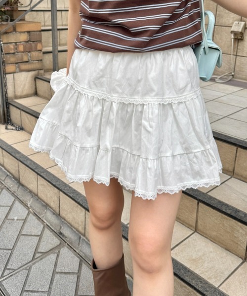 SOLLON.(ソルロン)の「チビレースコットンティアードミニスカパン(スカート・レディース・ブラック/ホワイト・FREE)」の18枚目の写真