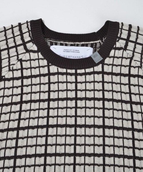 SUPERTHANKS(スーパーサンクス)の「グラフ チェック クルーナックニット/Graph check Knit Crew-neck(ニット/セーター・メンズ・ブラウン/グレー/チャコールグレー/ブラック×ブラック・M/L)」の9枚目の写真