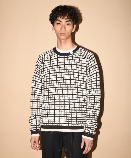 SUPERTHANKS(スーパーサンクス)の「グラフ チェック クルーナックニット/Graph check Knit Crew-neck(ニット/セーター・メンズ・ブラウン/グレー/チャコールグレー/ブラック×ブラック・M/L)」の17枚目の写真