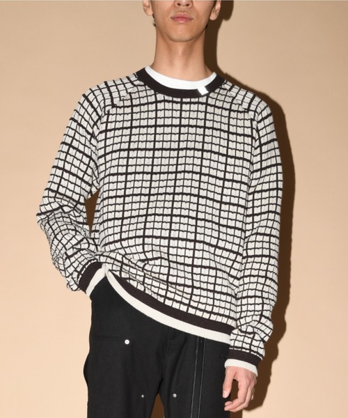 SUPERTHANKS(スーパーサンクス)の「グラフ チェック クルーナックニット/Graph check Knit Crew-neck(ニット/セーター・メンズ・ブラウン/グレー/チャコールグレー/ブラック×ブラック・M/L)」の19枚目の写真