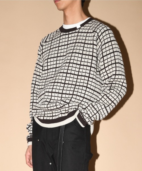 SUPERTHANKS(スーパーサンクス)の「グラフ チェック クルーナックニット/Graph check Knit Crew-neck(ニット/セーター・メンズ・ブラウン/グレー/チャコールグレー/ブラック×ブラック・M/L)」の20枚目の写真