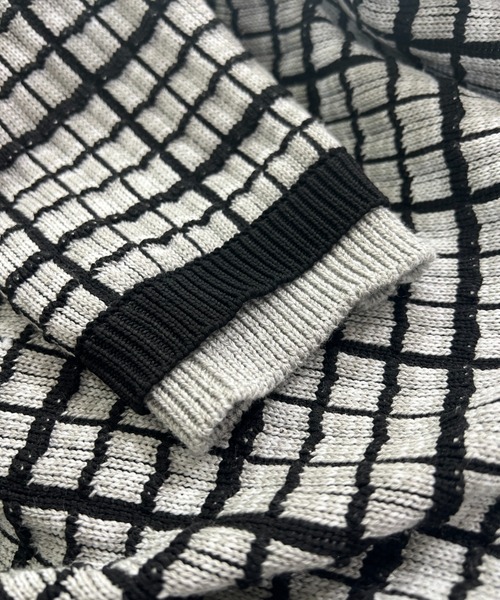 SUPERTHANKS(スーパーサンクス)の「グラフ チェック クルーナックニット/Graph check Knit Crew-neck(ニット/セーター・メンズ・ブラウン/グレー/チャコールグレー/ブラック×ブラック・M/L)」の5枚目の写真