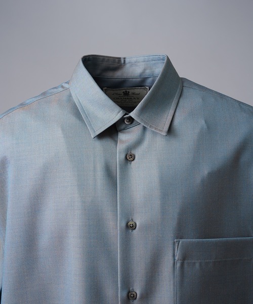 4色シャンブレーウォッシャブル　レギュラーカラーショートスリーブシャツ 新作 4色シャンブレーウォッシャブル レギュラーカラーショート